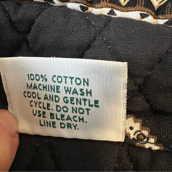 Vintage VERA BRADLEY Zebras 2001 Medium Button Tote Black Brown Cream Quilted - Picture 10 of 11